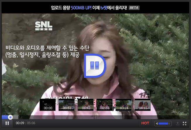 비디오와 오디오를 제어할 수 있는 수단 제공한 경우