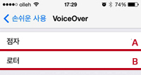 VoiceOver 설정화면