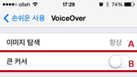 VoiceOver 설정화면