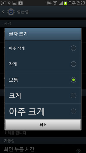 글자 크기 창