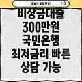 국민은행 비상금대출 300만원: 금리, 조건, 빠른 대출 상담