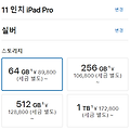 아이패드 프로 3세대 일본 가격과 한국 비교 (용량 인치)
