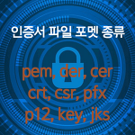 인증서 파일 포맷 종류 pem, der, cer, crt, csr, pfx, p12, key, jks