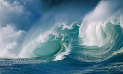 바다, 거대한 파도 그리고 서핑(Surfing)을 즐기는 사람들 ..