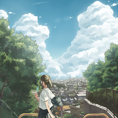 [여름 일러스트] 고양이와 함께 산책