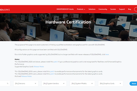 Solidworks - 인증 하드웨어(워크스테이션 및 그래픽카드) 선정(Hardware Certification)