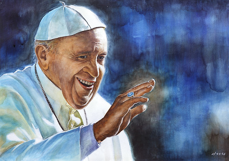 [인물수채화 / 수강생 작] 프란치스코 교황(Pope Francisco) 의 초상