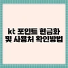 kt 포인트 현금화 및 사용처 확인방법