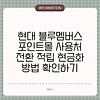 현대 블루멤버스 포인트몰 사용처 전환 적립 현금화 방법 확인하기