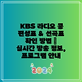 KBS 라디오 콩 편성표 & 선곡표 확인 방법 | 실시간 방송 정보, 프로그램 안내