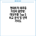 현대트럭 데루등 가성비 끝판왕: 대성부품 Top 5 비교 분석 및 선택 가이드
