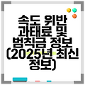 속도 위반 과태료 및 범칙금 정보 (2025년 최신 정보)