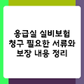응급실 실비보험 청구 필요한 서류와 보장 내용 정리