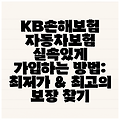 KB손해보험 자동차보험 실속있게 가입하는 방법: 최저가 & 최고의 보장 찾기