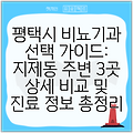 평택시 비뇨기과 선택 가이드: 지제동 주변 3곳 상세 비교 및 진료 정보 총정리