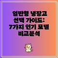 일반형 냉장고 선택 가이드: 7가지 인기 모델 비교분석