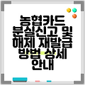 농협카드 분실신고 및 해제 재발급 방법 상세 안내