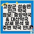 고창군 성송면 인근 약국 정보: 중앙약국 & 대산약국 상세 분석 및 주변 약국 안내