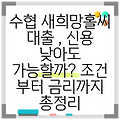 수협 새희망홀씨 대출 , 신용 낮아도 가능할까? 조건 부터 금리까지 총정리