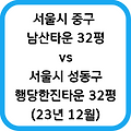 서울시 중구 남산타운 성동구 행당한진타운 시세 입지 비교