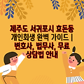 제주도 서귀포시 효돈동 개인회생 완벽 가이드 | 변호사, 법무사, 무료 상담법 안내