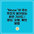 "None"이 무슨 뜻인지 알아보는 완전 가이드 | 정의, 유형, 확인 방법