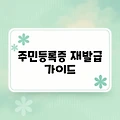 주민등록증 재발급 가이드