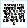 2024년 12월 네덜란드 여행: 베스트 숙소 예약 가이드 & 추천 숙소 6곳! 실패 없는 예약을 위한 팁