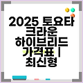 2025 토요타 크라운 하이브리드 가격표 | 최신형