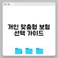 개인 맞춤형 보험 선택 가이드