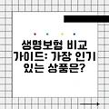 생명보험 비교 가이드: 가장 인기 있는 상품은?