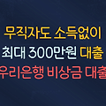 무직자도 소득요건없이 300만원 :: 우리은행 비상금 대출상품