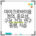 마이크로바이옴 정의, 중요성, 구성, 건강, 연구 동향, 식습