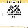 MSI GF63 12VE 15.6 (RTX 4050) 상세 분석: 가성비 게이밍 노트북의 정점?