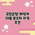 국민은행 매직카 대출 중고차 자격 조건