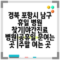 경북 포항시 남구 휴일 병원 찾기|야간진료 병원|공휴일 문여는 곳 |주말 여는 곳