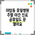 경기도 성남시 분당구 야탑2동 휴일 병원 찾기|야간진료 병원|공휴일 문여는 곳 |주말 여는 곳