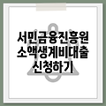 서민금융진흥원 소액생계비대출 신청하기