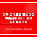미국, 싱가포르 엔비디아 매출 급증 조사…중국 우회수출 의혹