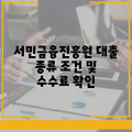 서민금융진흥원 대출 종류 조건 및 수수료 확인