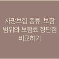 사망보험 종류, 보장 범위와 보험료 장단점 비교하기