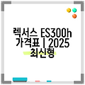 렉서스 ES300h 가격표 | 2025 최신형