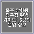 목포 삼향동 당구장 완벽 가이드: 5곳의 운영 정보