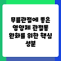 무릎관절에 좋은 영양제 관절통 완화를 위한 핵심 성분