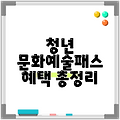 청년 문화예술패스 혜택 총정리