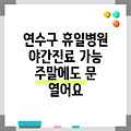 인천광역시 연수구 동춘2동 휴일 병원 찾기|야간진료 병원|공휴일 문여는 곳 |주말 여는 곳