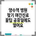 양수역 휴일 병원 찾기|야간진료 병원|공휴일 문여는 곳 |주말 여는 곳