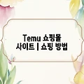 Temu 쇼핑몰 사이트｜쇼핑 방법