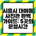 시흥시 대야동 사진관 완벽 가이드: 5곳의 운영시간