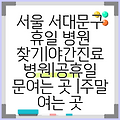 서울 서대문구 휴일 병원 찾기|야간진료 병원|공휴일 문여는 곳 |주말 여는 곳